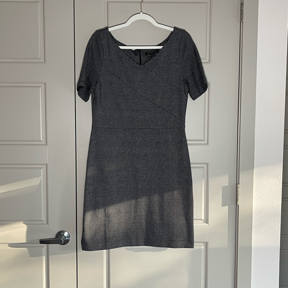 Banana Republic Black Check V-Neck Stretch Work Dress - Size 10